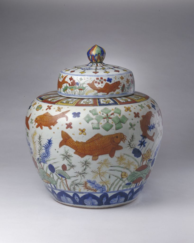 图片[1]-Five-color fish and algae covered pot-China Archive